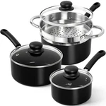 Saucepan Ceramic 1QT 2QT 3QT Silver Michelangelo Nonstick Sets Easy Clean. Fixed Price $89.99.