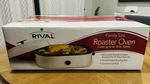 Rival Family Size Roaster Oven 18 Lb Enamel Steel Chrome Rack White Black. Fixed Price $50.00.