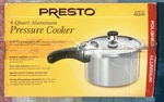 Presto 4 Quart Aluminum Pressure Cooker Even Heat Durable Good Condition Box. Fixed Price $20.00.