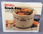Vintage Rival 1QT Crock-ette Slow Cooker Pot Model 3200 Crockery Blue. Fixed Price $29.99.