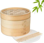 Flexzion Bamboo Steamer Basket Set (10 Inch), 50 Inch, Wood. Fixed Price $36.98.