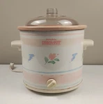 Vtg 1990 Rival 3.5 Qt Crock Pot Slow Cooker Model 3100/2 Floral Tested & Works. Fixed Price $21.00.