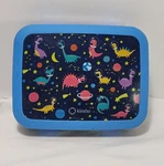 Kinsho Bento Lunch Box - Blue With Space Dinosaurs, Stars, & Planets Euc. Fixed Price $14.65.