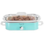 Megachef 3.5 Quart Casserole Slow Cooker With Temperature Settings: Turquoise. Fixed Price $69.99.