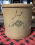 Primitive 4 Gallon Stoneware Crock, Salt Glaze Cobalt Bee Sting *read*. Fixed Price $200.00.