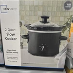 Mainstays 2-QUART Slow Cooker Black Removable Crock Glass Lid Dishwasher Safe. Fixed Price $25.99.