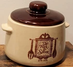 Vintage West Bend Colonial Stoneware Fork/spoon Crock W/ Lid 2 Qt. Fixed Price $31.56.