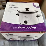 Rival Quart Stainless Steel Slow Cooker SC-200SS Red Silver Nib. Fixed Price $10.00.