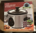 Brentwood SC-115S: 1.5 Quart Slow Cooker, 3 Settings Stainless Steel Silver. Fixed Price $30.00.