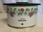 Vintage Rival Crock-ette 1QT Slow Cooker Green With Grapevine Pattern. Fixed Price $20.00.