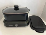 West Bend Qt Black Slow Cooker With Griddle Crock Pot - 87905. Fixed Price $39.99.