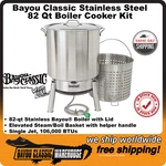 Bayou Classic 82 Qt Stainless Steel Boiler Cooker Kit Stockpot Lid Burner Basket. Fixed Price $364.88.