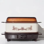 Vintage 1970 West Bend Jc Penney Slow Cooker Cream Harvest Design Amber Lid 4 Qt. Fixed Price $60.00.
