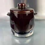 West Band Bean Pot With Lid Electric Cooker Stoneware. Fixed Price $40.00.