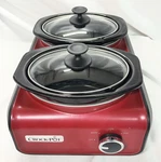 Crock Pot Hook Up 2 Double Oval 1-QUART Slow Cooker SCCPMD1-RED Tested. Fixed Price $43.48.