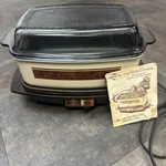 Vintage West Bend Slow Cooker Crock Pot 4QT Tan Wood Grain Brown Glass Rockcote. Fixed Price $59.49.