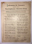 Westinghouse Roaster Oven Luxe Model RD-414 Booklet & WW2 Informative Label. Fixed Price $20.00.