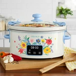 6-QUART The Pioneer Woman Digital Slow Cooker, Locking Lid, Brilliant Blooms. Fixed Price $64.95.
