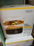 Bella XJ-10102 Electric Food Steamer 2-TIER Black Plastic Removable Bowls. Fixed Price $35.00.