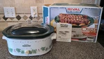 Rival 4.5 Qt Stoneware Oval Crock Pot Slow COOKER#3745 Green Ivy Open Box. Fixed Price $99.00.