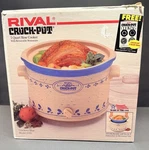 Vtg Nib Rival Crock Pot Quart Slow Cooker Model 3355 Blue Flower Cottagecore. Fixed Price $99.99.
