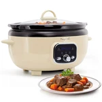 Megachef 3.7 Quart Oval Electric Digital Slow Cooker In Cream With Black Pot. Fixed Price $73.74.