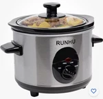 Runhu Slow Cooker, 1.5-QUART Ceramic Pot With Auto Warm And Adjustable Temp. Fixed Price $24.00.