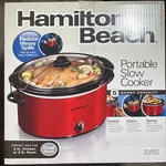 Red Hamilton Beach Qt. Portable Slow Cooker 33155 (brand New). Fixed Price $45.00.