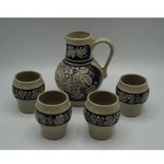 Gertz Grapevine Staffel Stoneware Wine Set Pitcher & 4 Cups West Germany. Fixed Price $44.99.