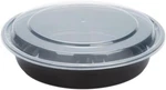 Safepro 48 Oz. Black Round Microwavable Container With Clear Lid, Case Of 25. Fixed Price $33.99.