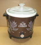 Vintage Sears Slow Cooker Crock Pot - Brown With Bay Leaves, Dill & Cinnamon. Fixed Price $57.99.