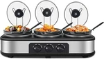 Heynemo Triple Slow Cooker 3 1.5 Qt Buffet Servers Warmers Brand New Sealed. Fixed Price $110.00.