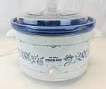 Vintage Rival Crock Pot 3355 Blue White Stoneware Slow Cooker Usa. Fixed Price $36.99.