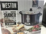 Weston 03-2500-W Black / Silver 2-IN-1 Indoor Meat Cheese Smoker Slow Cooker. Fixed Price $145.95.