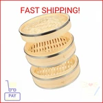 Juvale 2-TIER Steamer Pot Insert With Steel Rings 10" X 6.5", Beige Bamboo &. Fixed Price $48.60.