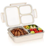 Ptytify Stainless Steel Bento Box, 3 Compartments 9.6*6.9*2.4INCH, Beige. Fixed Price $27.84.
