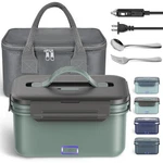 Electric Lunch Box, 100W, Green Grey, 1.8L Stainless Steel, 12V 24V 110V 220V. Fixed Price $36.44.