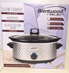 Brentwood 7 Qt Slow Cooker Silver 3 Settings Ceramic Pot Glass Lid - New. Fixed Price $22.27.
