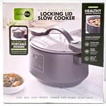 Greenpan 8 Quart Locking Lid Slow Cooker, Healthy Ceramic Nonstick, Graphite New. Fixed Price $59.37.