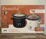 Beautiful By Drew Barrymore 2 Qt Slow Cooker Set White Icing & Starry Night Blue. Fixed Price $29.99.