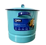 Cinsa 15-QUART Enamel On Steel Steamer Pot With Lid & Trivet, Blue New. Fixed Price $65.99.