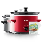 Kooc 2-QUART Small Slow Cooker Free Liners Adjustable Temp Red Ceramic Pot. Fixed Price $49.35.
