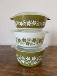 Pyrex Spring Blossom Green Crazy Daisy Compatibles With Lids 3-PC. Box Set 470-1. Fixed Price $199.99.