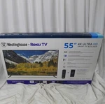 Westinghouse 55 Led Hdr 4K Ultra Smart Roku Tv - Open Box. Fixed Price $199.99.