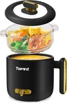 Topwit Hot Pot Electric Steamer, 1.8L Ramen Cooker, Portable Black. Fixed Price $50.62.