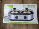 Tru Dual Buffet Slow Cooker Crocks 1.25 Quarts Each Display Piece SC2125. Fixed Price $40.00.