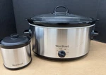 West Bend Slow Cooker Qt. Oval W/ Mini Warming Pot WBSCSS6QT Crock. Fixed Price $60.00.