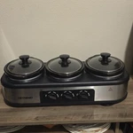 Heynemo Triple Slow Cooker Stainless Steel 3 Pot With Temperature Control. Fixed Price $25.00.