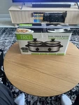 New Tru Dual Crock Buffet Slow Cooker 1/4 Quarts Each Open Box. Fixed Price $29.97.