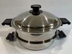 Kitchen Craft 6 Qt Dutch Oven Stainless Slow Cooker Pot W/ 2 Lids & Steam Insert. Fixed Price $199.00.